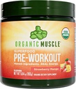 Organic Muscle Organic Pre Workout pulver, Jordbær Mango — USDA Organic Superfood blande | Maca, Beet Root, Cordyceps, Rhodiola | 150 mg naturlig kaffe, vegansk, ingen Jitters, 20 serveringer
