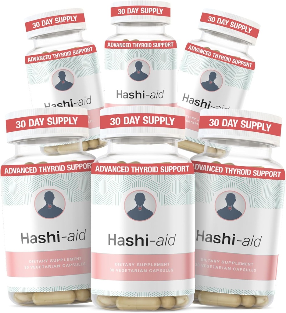 IBDassistTM Hashi Aid Thyroid Support for kvinner og menn - Thyroid Supplement for Hashimotos sykdom og hypothyroidisme * - med Ashwagandha, Selenium, sink, essensielle vitaminer og mer - 30 kapsler (6 pakke)