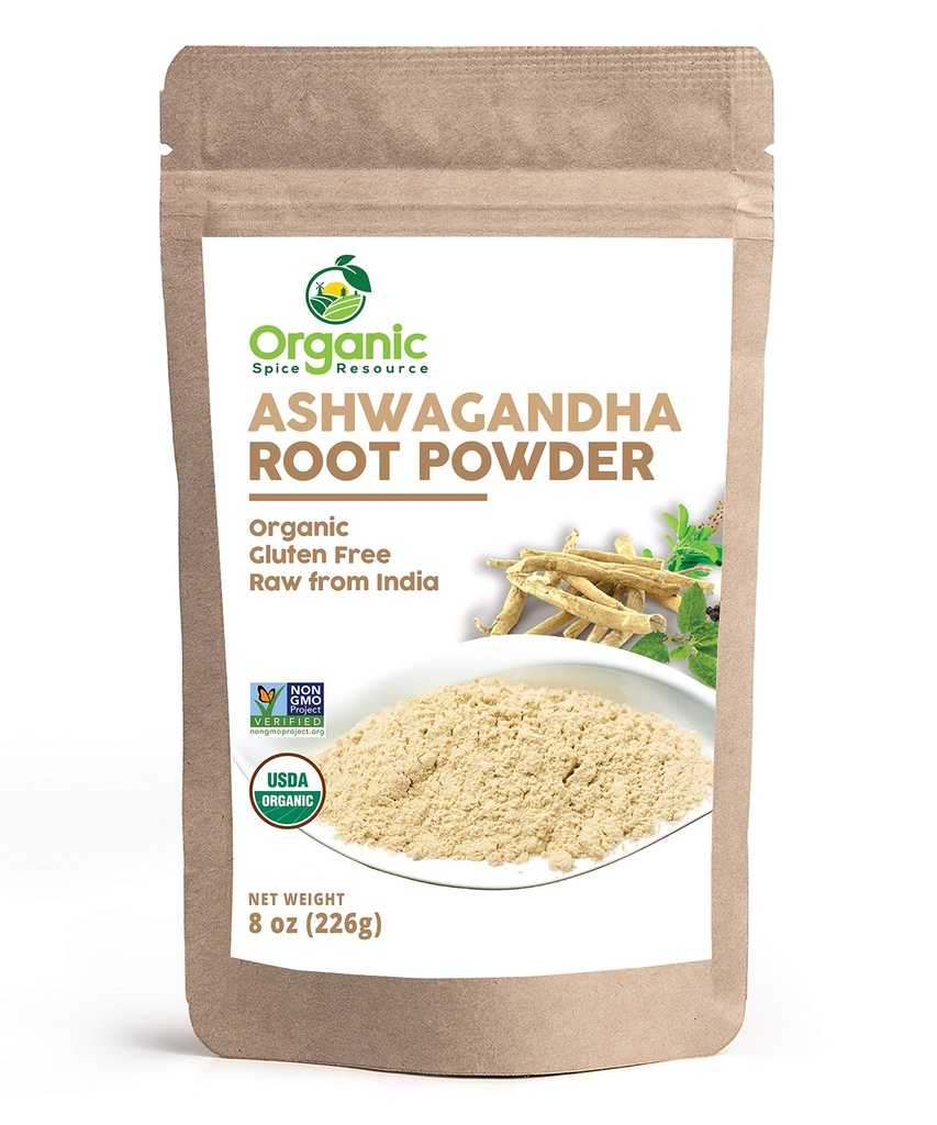 Organisk Ashwagandha Root Powder -8 Ounce | Lab testet for renhet | Recealable Kraft Bag,Non-GMO, Indisk Ginseng, Medania Somnifera -100% Rå fra India, av SHOPOSR (8 oz)