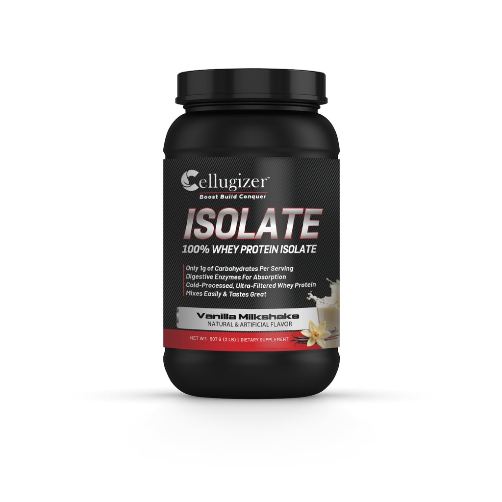 100% Whey Isolate 2lb, Vanilla I 26g Protein, Fast Digesting I 0g Sukker, Lavkarbohydrat