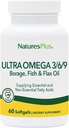 Natures Plus Ultra Omega 3 6 9-1200 mg, 60 Softgels - Boreolje, Fiskeolje, Flaksolje Supplement, Glutenfri - 60 Serveringer