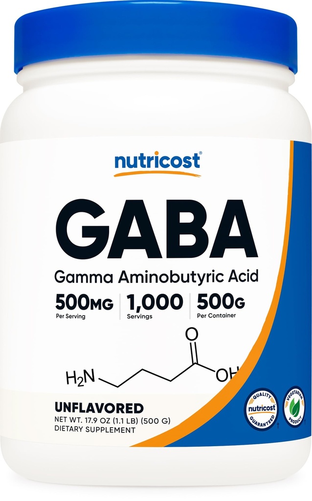 Nutricost ren GABA 500G pulver (Gamma Aminobutyric Acid) (500 gram / 1,1 pounds)