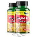 Amerika Medisin og vitenskap Rapid-C 1000mg vitamin C Supplement (2 Pakke med 100 tabletter) Energi Booster, daglig immunsystem støtte, antioksidant | Vegan, ikke-GMO coated askorbinsyre for voksne menn og kvinner