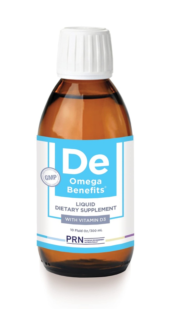 PRN De Omega Fordeler Flytende Supplement - 10 oz, 60-dagers Supply - Re-Esterifisert Omega 3 Triglycerid Form med 1680mg EPA, 560mg DHA og vitamin D for tørr øye støtte