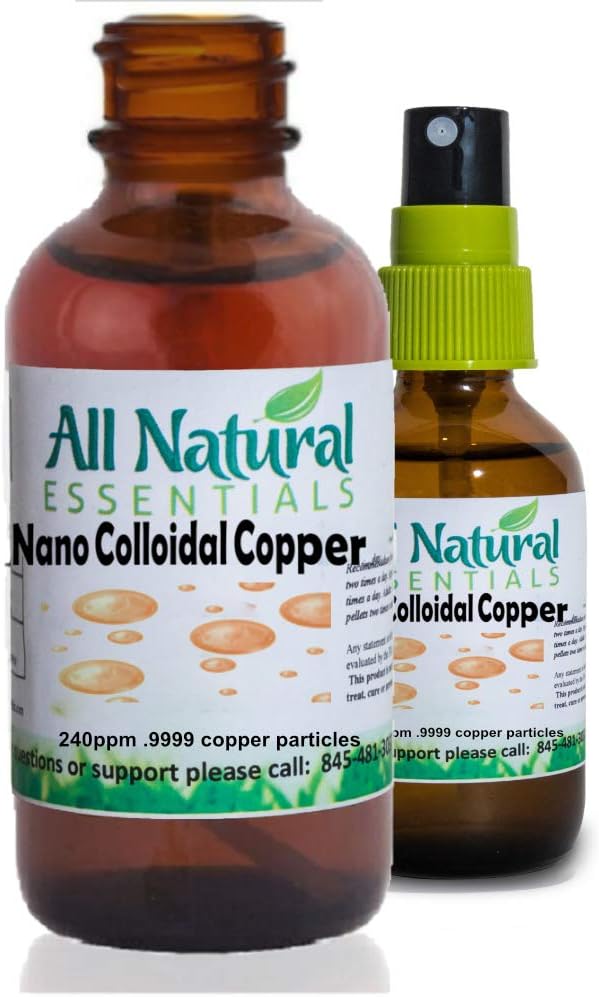 Nano Colloidal Minerals Supplement flytende kolloidal kobber Mineral 2oz 240ppm flaske Kosher sertifisert alle naturlige for voksne, menn, kvinner, barn (spray)