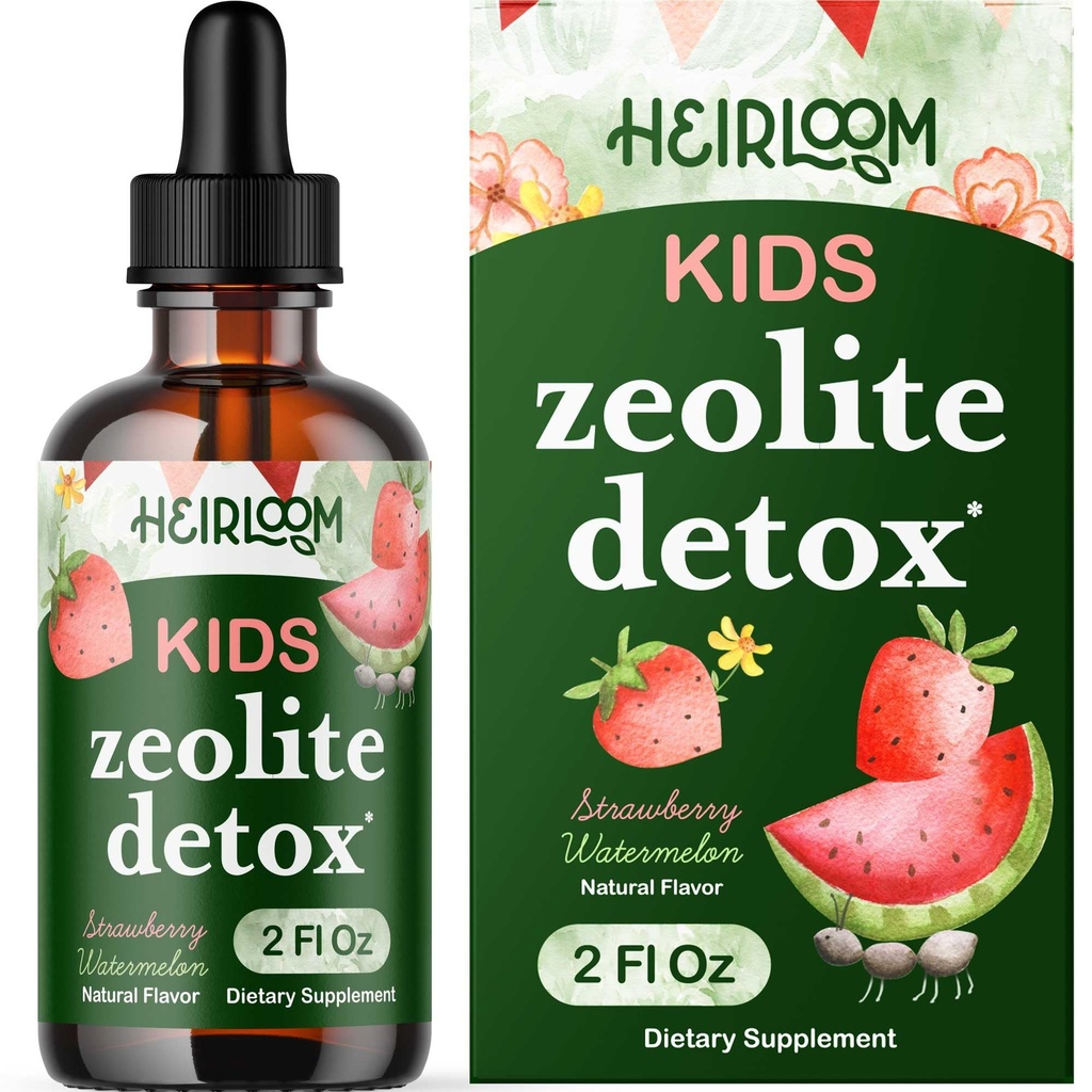 Zeolit detox for barn flytende dråper - Gentle daglig rengjøring og tale støtte med metylert B12 & vitamin D - Kids Clinoptilolit Zeolit Drops Detox Cleanse Supplement 2oz
