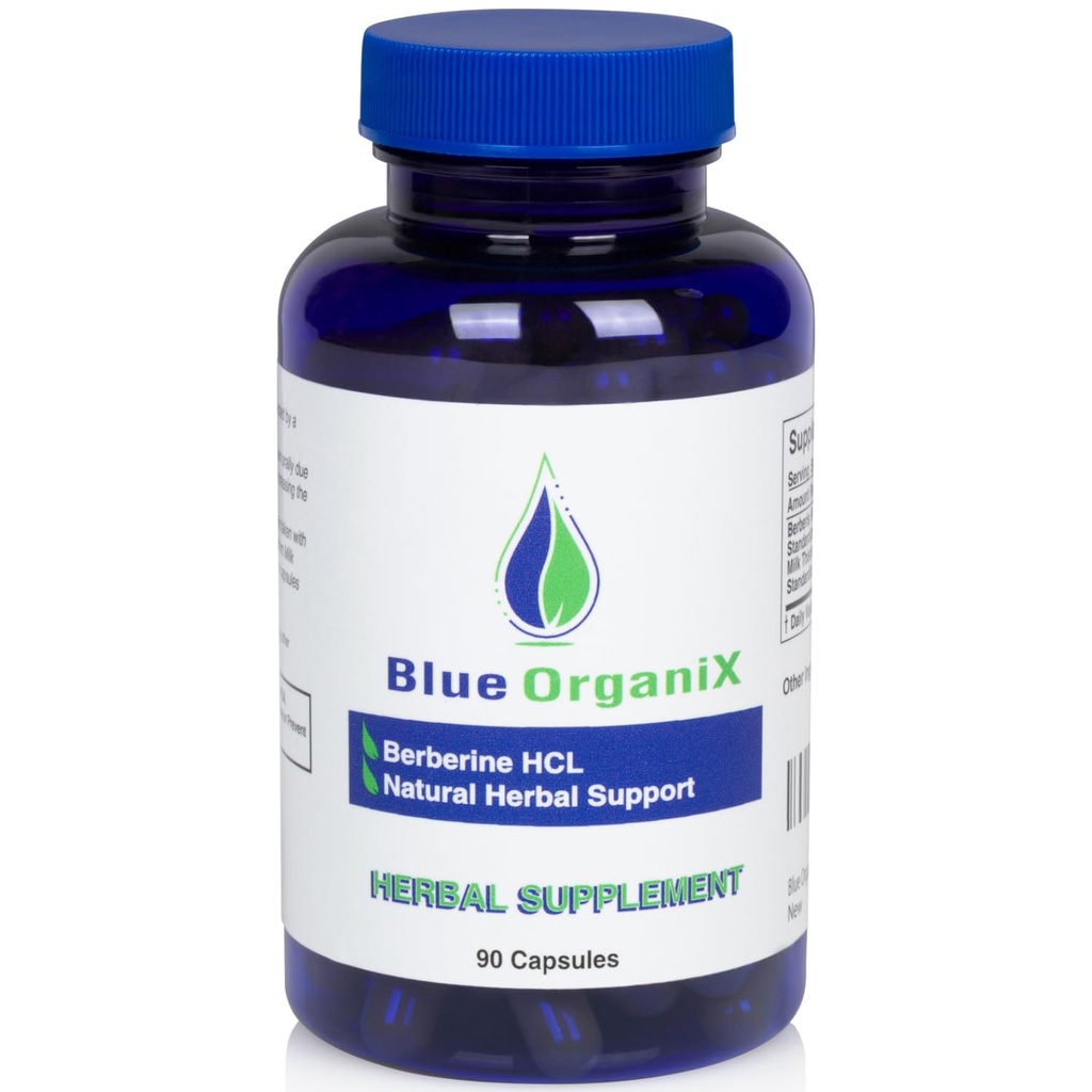 Berberine med melk Thistle 500mg Formula HCL Complex Supplement med Silymarin for bedre absorpsjon, 90 vegetariske kapsler, 1 flaske, generell helsestøtte