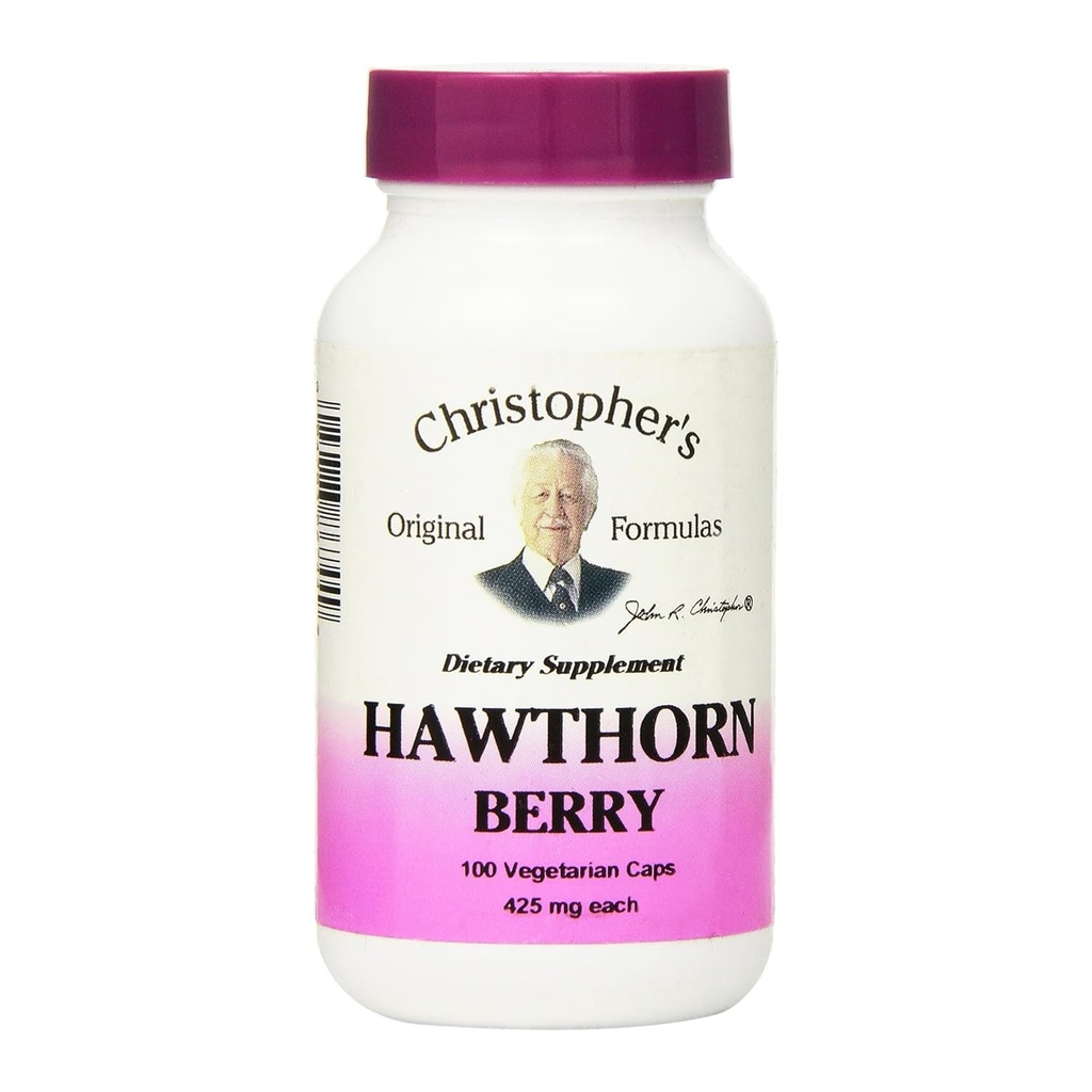 Christophers opprinnelige formler Hawthorn Berry Capsules, Herbal Supplement for hjerte og kardiovaskulær velvære, 100 kapsler