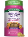 Naturens Sannhet Prenatal Multivitamin Gummier med DHA & Folsyre | 60 greve | Frukt Flavor | Ikke-GMO & Glutenfri Supplement
