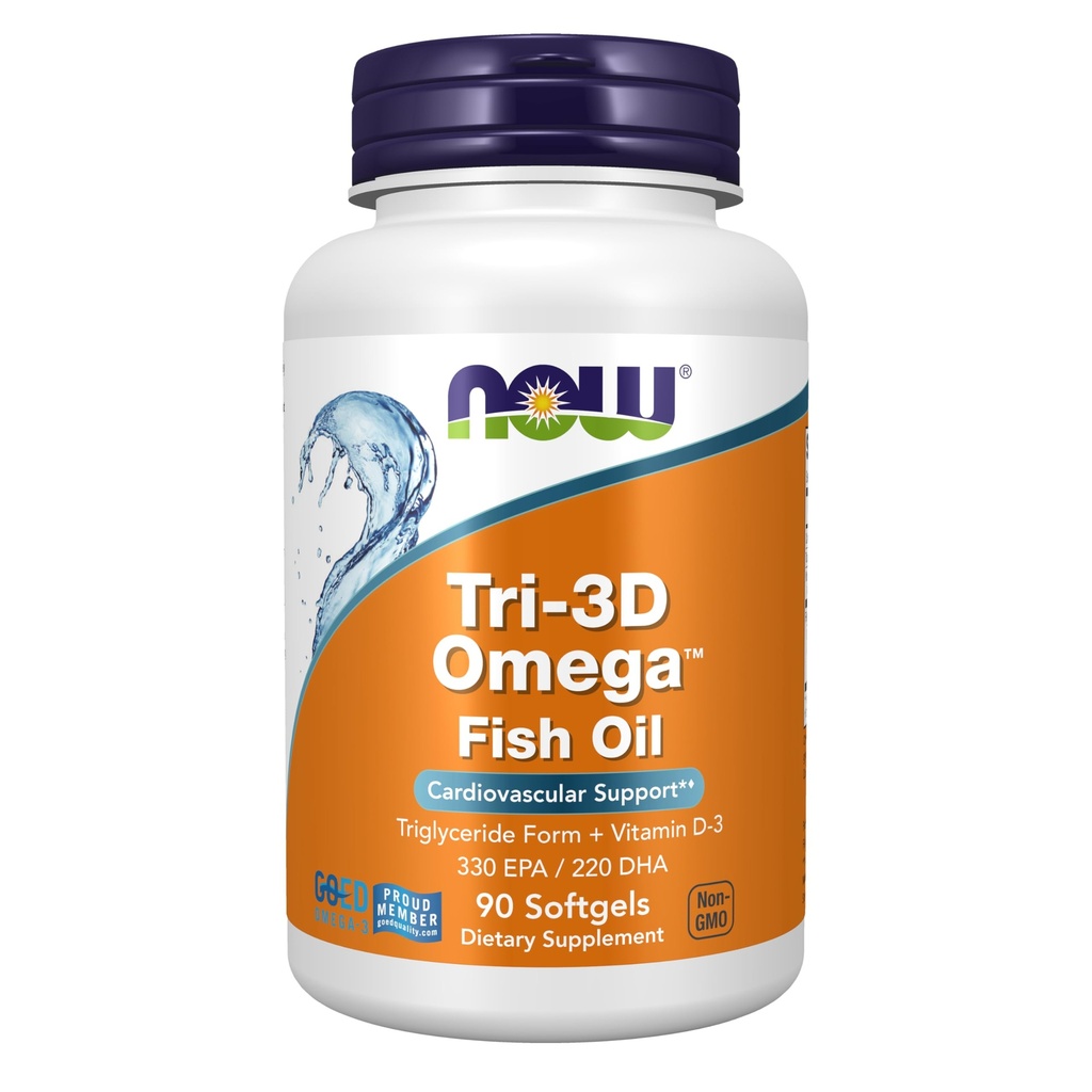 NU Foods Supplements, Tri-3D OmegaTM, Triglycerid Form of Omega-3 Fish Oil + Vitamin D-3, Molekylært destillert, 90 Softgels