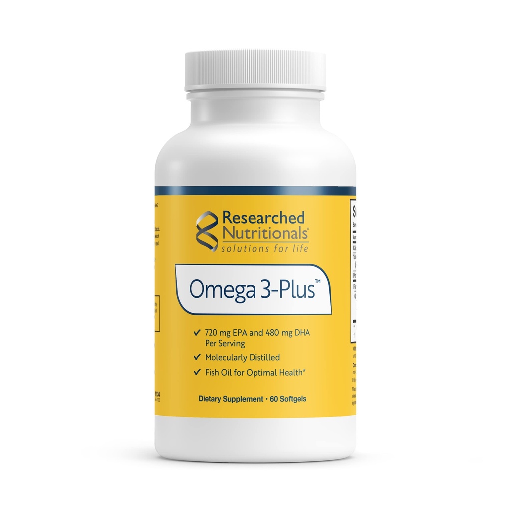 Omega-3 Plus fiskeolje - EPA DHA Omega 3 Supplement til støtte kardiovaskulær og hjerne helse - Molekylært destillert for renhet og sikkerhet (60 Softgels)