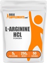 BulkSupplements.com L-Arginine HCl pulver - Nitric Oxid Supplement, Arginin pulver - Unflavored & Glutenfri, 5g per servering, 250g (8,8 oz) (Pack of 1)