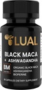 LUAL 30 000 mg 30x Styrke Organic Black Maca Root med Ashwagandha - Høyeste potens Svart Maca Root Capsules for menn - 100% ren Maca Peruana Powder Organic, Gelatinisert, Ikke-GMO - 60 piller