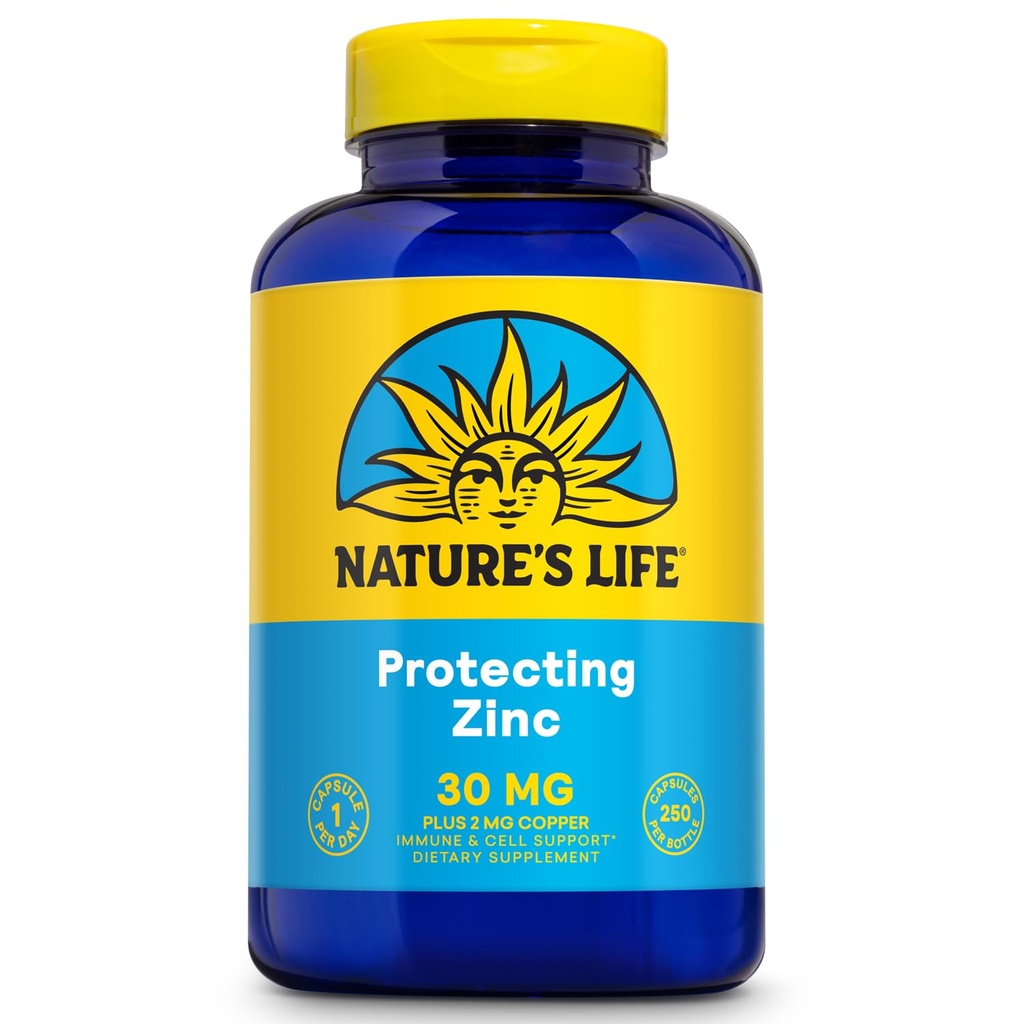 Naturens liv sink Picolinat 30mg Plus 2mg kobber - Chelated sink Supplement for immun, kardiovaskulær, hud, cellulære funksjon og muskel støtte - 60-dagers garanti - 250 serveringer, 250 kapsler