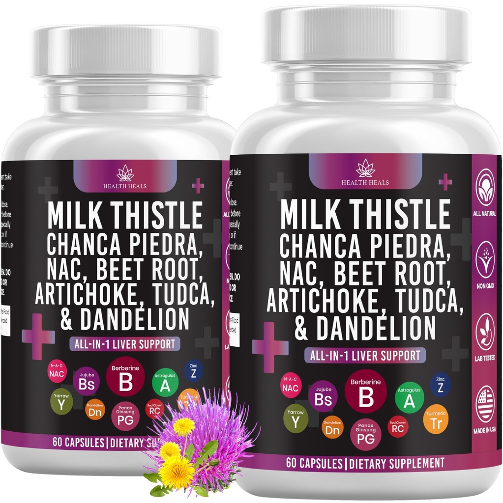 Melk Thistle NAC Chanca Piedra Beet Root Artichoke Dandelion Root - Liver Supplement Plus Astragalus TUDCA Choline & Ginger- 120 greve