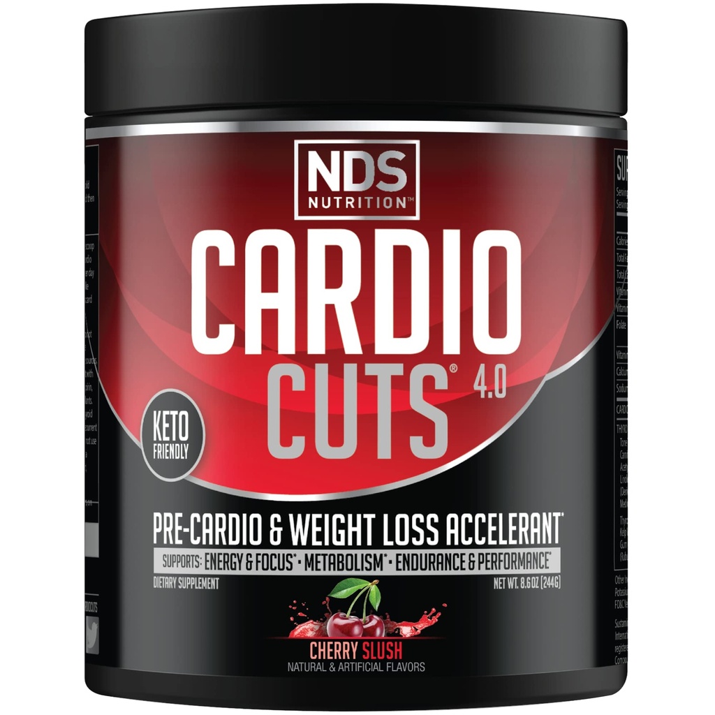 NDS Nutrition 4.0 Pre Trening Supplement - Avansert vekttap og pre Cardio Formula med L-karnitine, CLA, MCTs, L-Glutamine, og Safflower Olje - Cherry Slush (40 Serveringer)