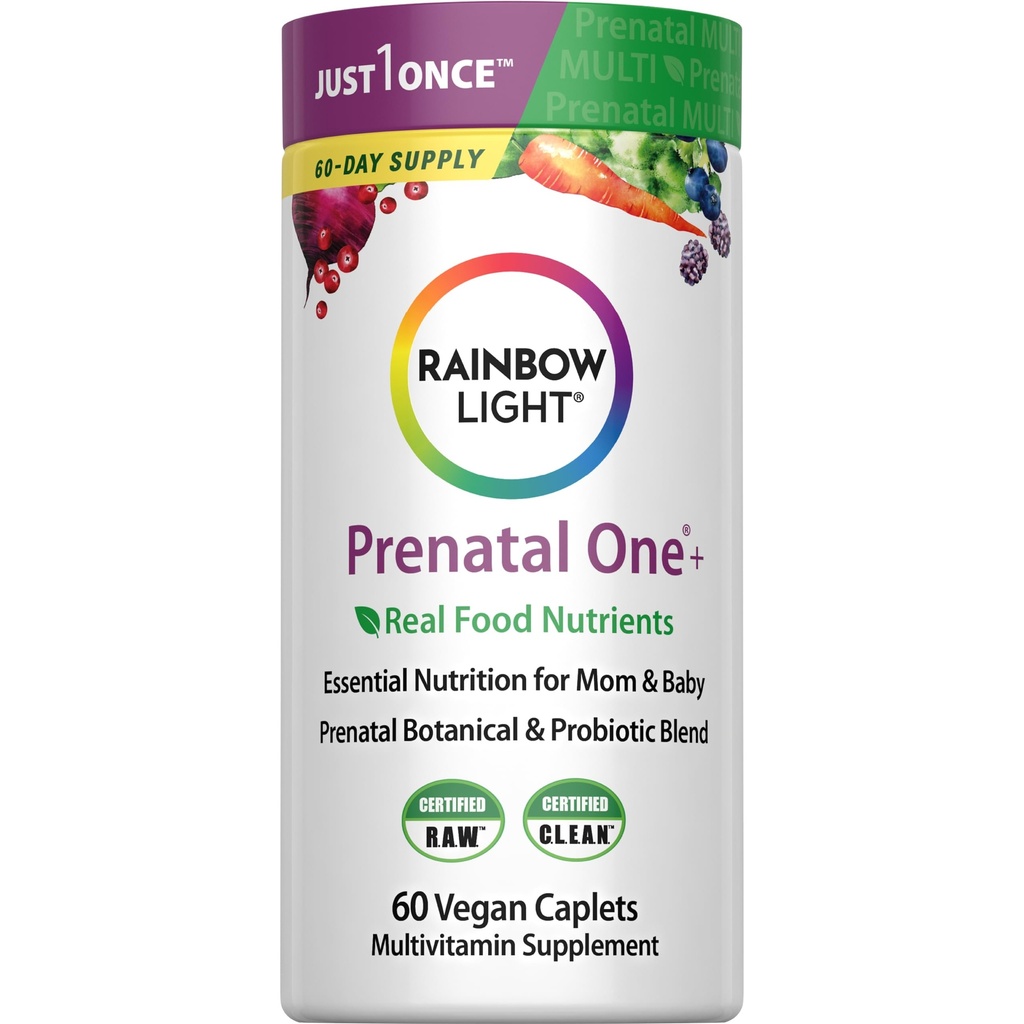 Regnbue lys høy potens prenatal en multivitamin, prenatal helse multivitamin støtter mammas helse og babys utvikling, med vitamin C, vegansk, 60 greve