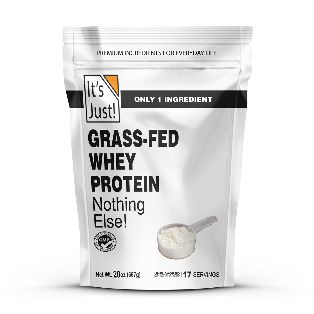 Det er bare! - 100% Whey Protein konsentrat, Grass-Fed pastur hevet, laget i Australia, RBST / rBGH Hormone gratis, Premium WPC-80, Ingen tilsatt flavors (Grass-Fed Unflavored, 1.25 pund)