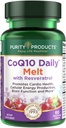 Renhetsprodukter CoQ10 daglig med Resveratrol Melt 100mg CoQ10-30mg Trans-Resveratrol - Vitamin A, D3, E og B12 (som metylkobalamin) - 60 raske oppløsning tabletter