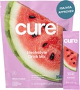 Cure Hydration | Plantebaserte Electrolyte Drink Mix | Nei tilsatt sukker | FSA-HSA | Dehydrering Relief pulver laget med kokosvann | Ikke-GMO | Vegan | Pouch av 14 pakker - Vannmelon
