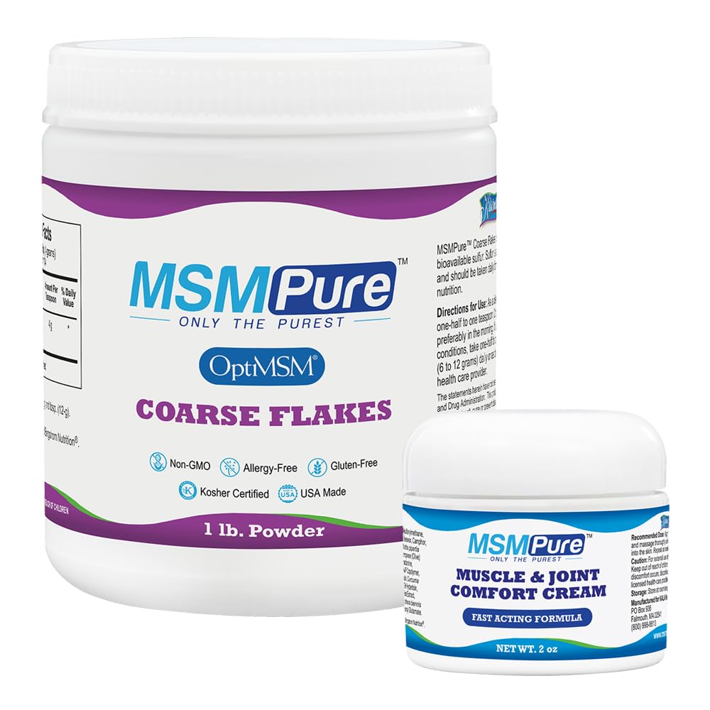 KALA Helse MSMPure Coarse Flakes 1lb og Muscle & Joint Cream 2oz Bundle
