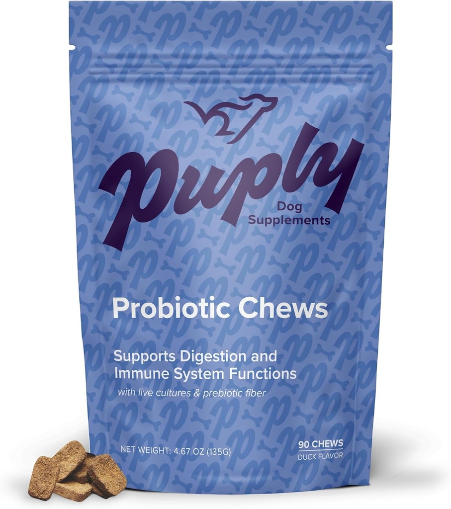 Probiotika for hunder - Veterinærformulert Soft Chews med prebiotisk Fiber - støtter Digestion, immunitet og Allergi Relief - Delicious Duck Flavor - 90 Count