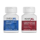 OmegaXL Joint Support Supplement - Naturlig Muskelstøtte, Grønn leppede krusolje, Mykt Gel piller, Drug-free, 60 greve + HeartXL 30 greve, høy styrke Omega-7 blanding