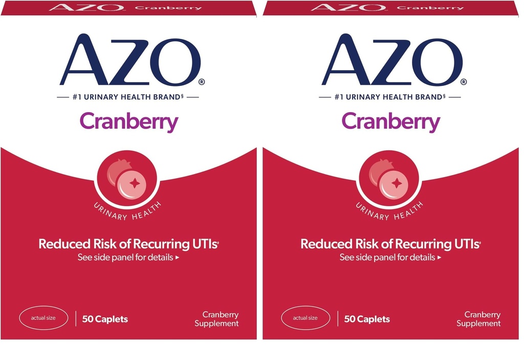 AZO Cranberry Urine Tract Helse Supplement, 1 Servering : 1 Glass Cranberry Juice, Sukkerfri Cranberry Pills, 50 greve (Pack of 2)