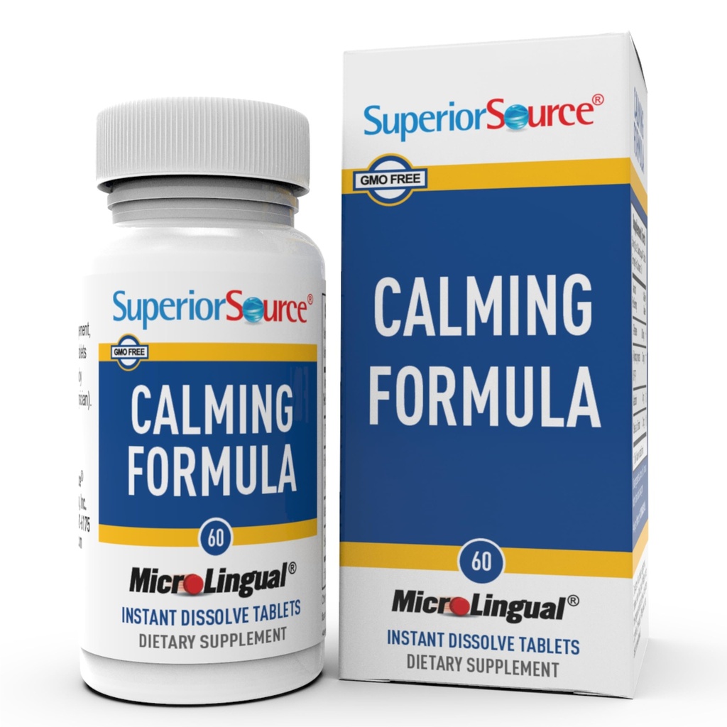 Superior kilde beroligende formel, L-theanin, melatonin, under tungen rask oppløsning mikroLingual tabletter, 60 Ct, 5-HTP for forbedret serotonin konvertering, søvnstøtte, ikke-GMO