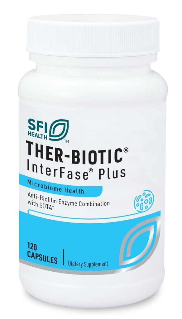 SFI Health Klaire Labs Ther-Biotic Interfase Plus - Anti Biofilm Enzymer med EDTA å støtte Gut Flora, Toxin Cleanse & Full Body Detox - Fremme Biofilm Matrix Disruption (120 Kapsler)