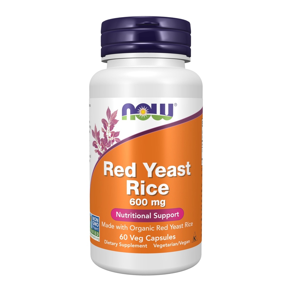 NÅ Mattilskudd, rød yeast ris 600 mg, laget med organisk rød yeast ris, 60 Veg Kapsler