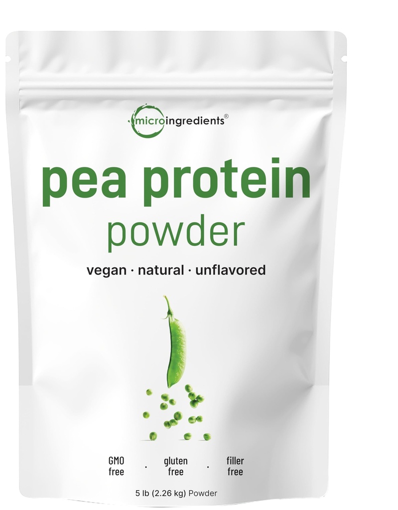Mikroingredienser Nordamerikansk voksende, Pea Protein pulver, 5 pounds | Plante Basert, Unflavored | Komplett Vegansk Protein kilde – 27g Servering | Rik på BCAA & EAAs | Ikke-GMO, Keto Vennlig