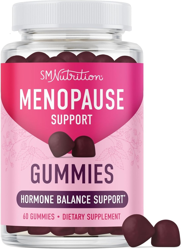 Menopause Støtte Gummier Hormon Balance Relief for varme blits, natt Svette, Mood Swingers, & Bloating | med Phytoestrogen Soy, vitamin D3, PABA, Biotin | Vegetarisk, Glutenfri | 60 Count