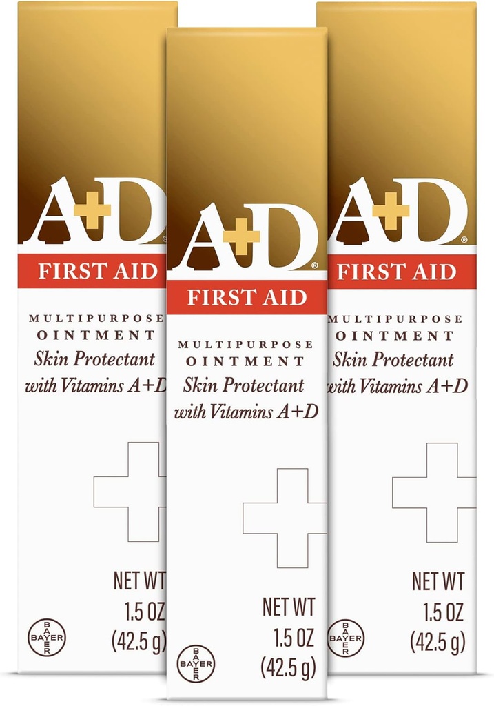 A+D First Aid Ointment, multipurpose tørr hud moisturizer og hudbeskyttelsesmiddel, 1,5 Oz (pakke med 3)