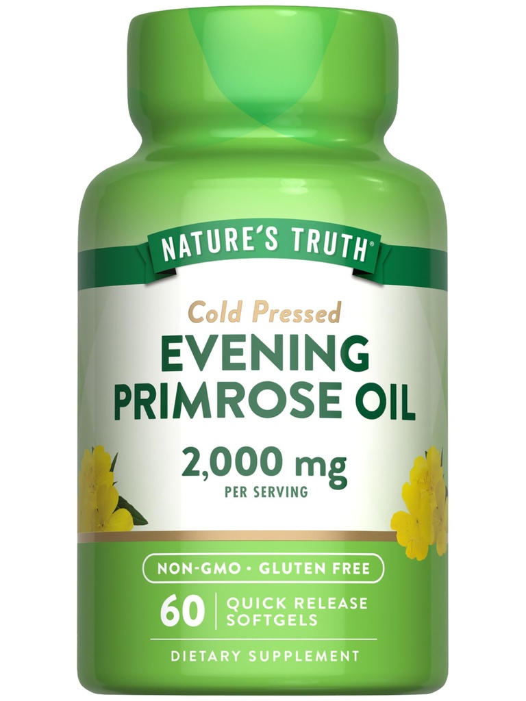 Naturens sannhet Aften Primrose Olje Softgels | Kald presset | Ikke-GMO & Glutenfri Supplement