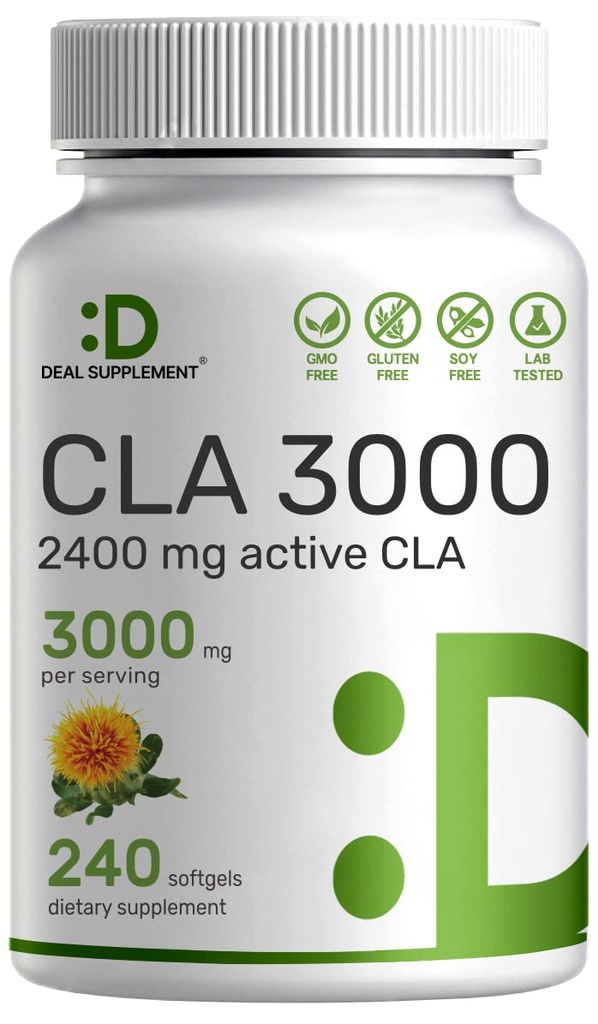 Ultra Styrke CLA 3000mg ® 240 Softgels, aktiv konjugert Linolsyre fra Safflower Oil