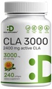 Ultra Styrke CLA 3000mg ® 240 Softgels, aktiv konjugert Linolsyre fra Safflower Oil