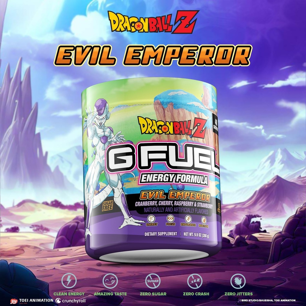 G Drivstoff Dragon Ball Z Energidrikk pulver, pre trening koffein blanding for spill, sukker Free Focus Amino, vitamin + antioksidanter, 9,9oz (Berry Medley, 40 Serveringer)