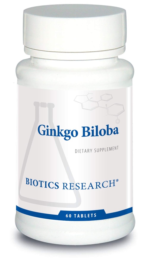 Biotikk forskning Ginkgo Biloba Standardisert 24% Ginkgo Biloba prosent ekstrakt, hjernesupplement, nootropisk, fokus, energi, minne, sunn aldring. 60 tabletter