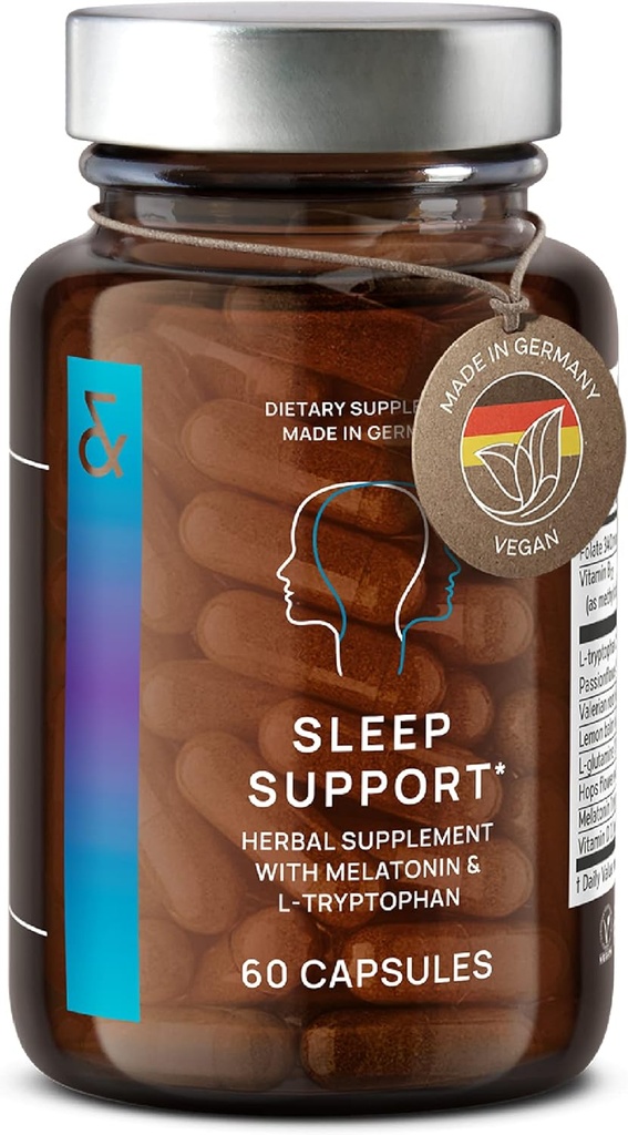 N°6 Naturlig søvn støtte med melatonin 1 mg & L-tryptophan - Passionflower, valerisk rot & mer - Forbedret søvntilskudd - 60 kapsler for hvilefulle netter