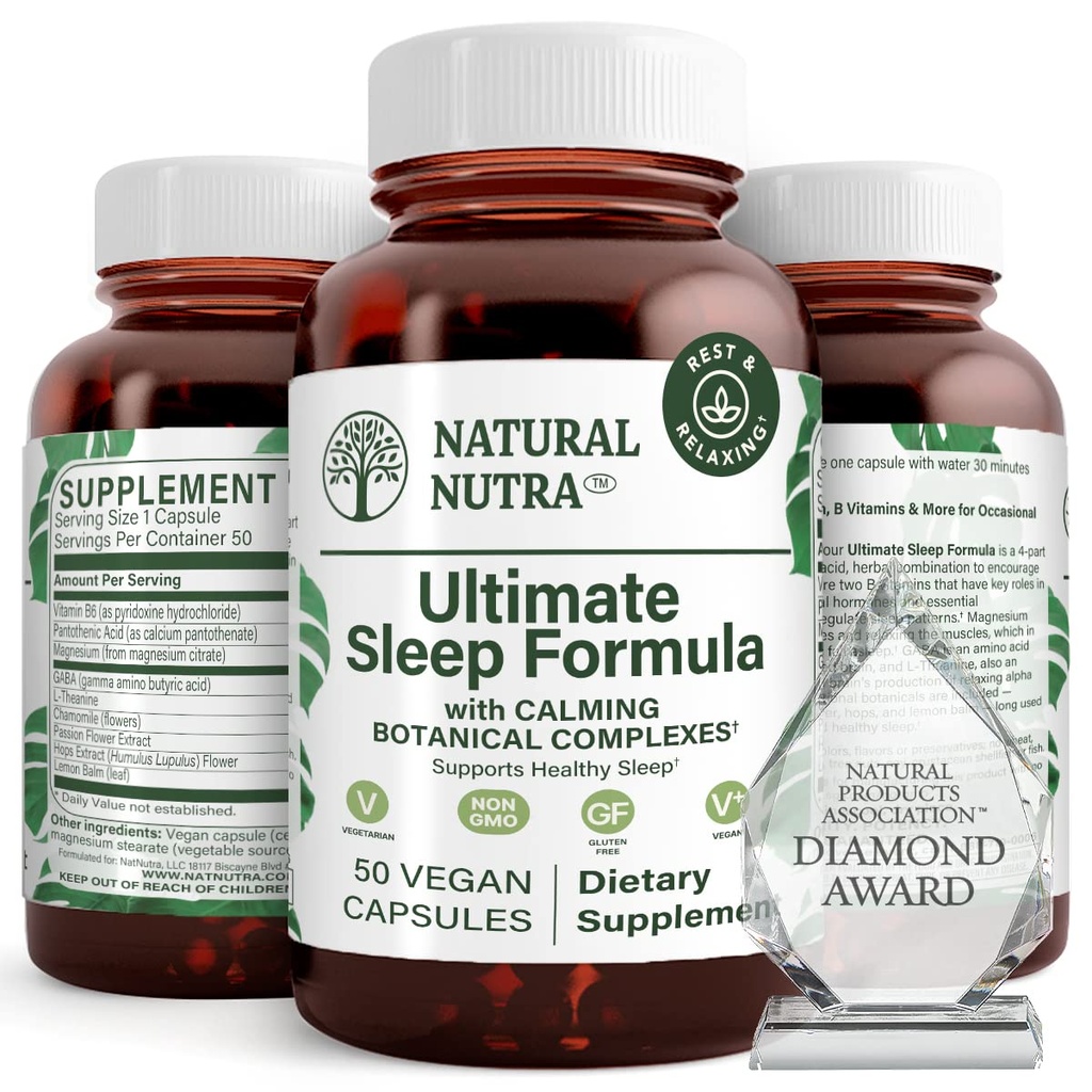 Naturlig Nutra Ultimate Sleep Formula, Kamille å støtte avslapning og redusere natteangst, hjelpe deg å sove raskere, 50 kapsler