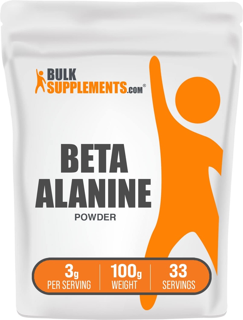 BulkSupplements.com Beta Alanine Powder - Beta-Alanine Supplement, Pre-Workout Supplement - Unflavored & Glutenfri, 3g per servering, 100g (3.5 oz) (Pack of 1)