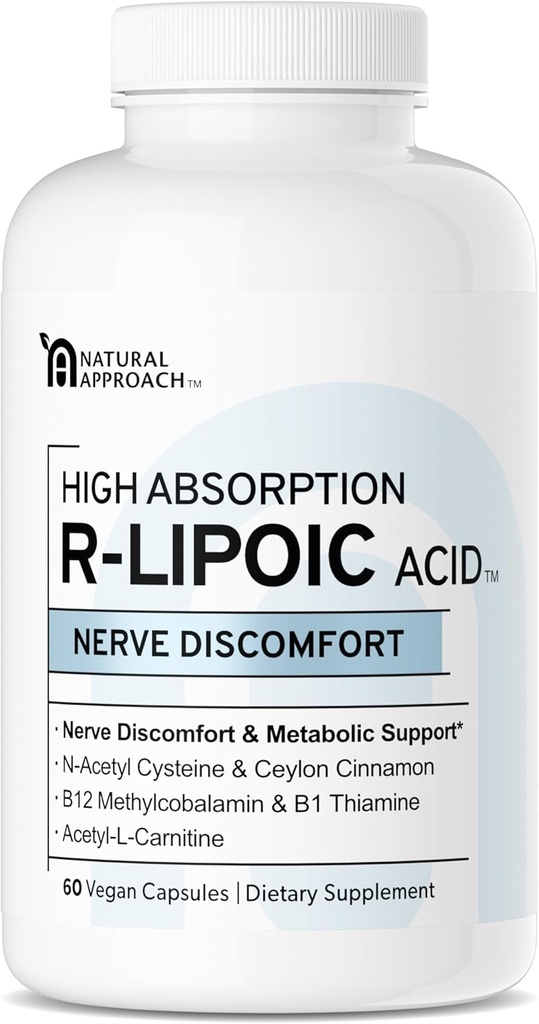 Høy ABSORPION R-LIPOIC Acid - støtter nerve helse - Tingling fingre, hender, tær og føtter - støtter sunn aldring, kariovaskulær helse og total velvære* - 60 vegansk kapsler