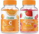 Livelig vitamin C 750mg + Melatonin 10mg, Gummies Bundle - Great Tasting, Vitamin Supplement, Glutenfri, GMO Gratis, Chewable Gummy