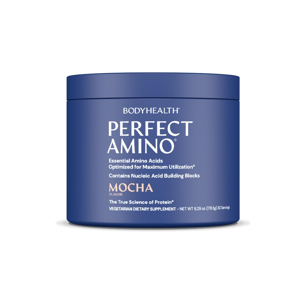 BodyHealth PerfectAmino pulver - BCAA og EAA pulver for pre og post trening - Aminosyre energidrikk for menn og kvinner å støtte lean muskel og gjenoppretting - Mocha - 60 serveringer