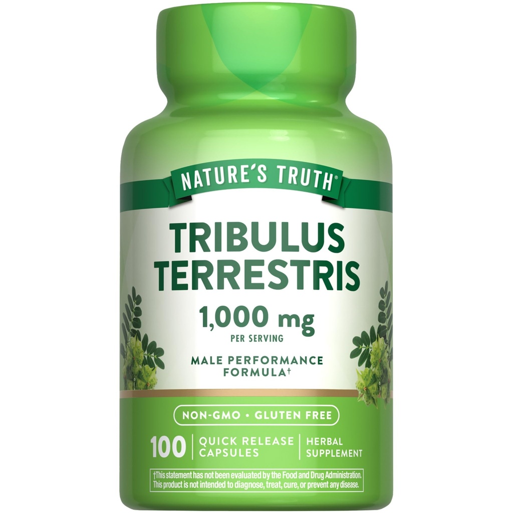 Naturens sannhet Tribulus terrestris for menn | 1000mg | Kapsler | Ikke-GMO & Glutenfri Supplement