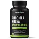 Natgrown Rhodiola Rosea med Ashwagandha Root Extract Kapsler - Standardisert til 3% Rosavins og 1% Salidroside - 120 Teller