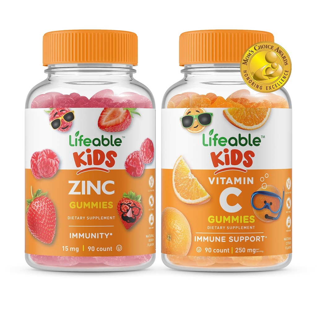 Livbar Sink Kids + vitamin C Kids, Gummies Bundle - Great Tasting, vitamin Supplement, Glutenfri, GMO Gratis, Chewable Gummy