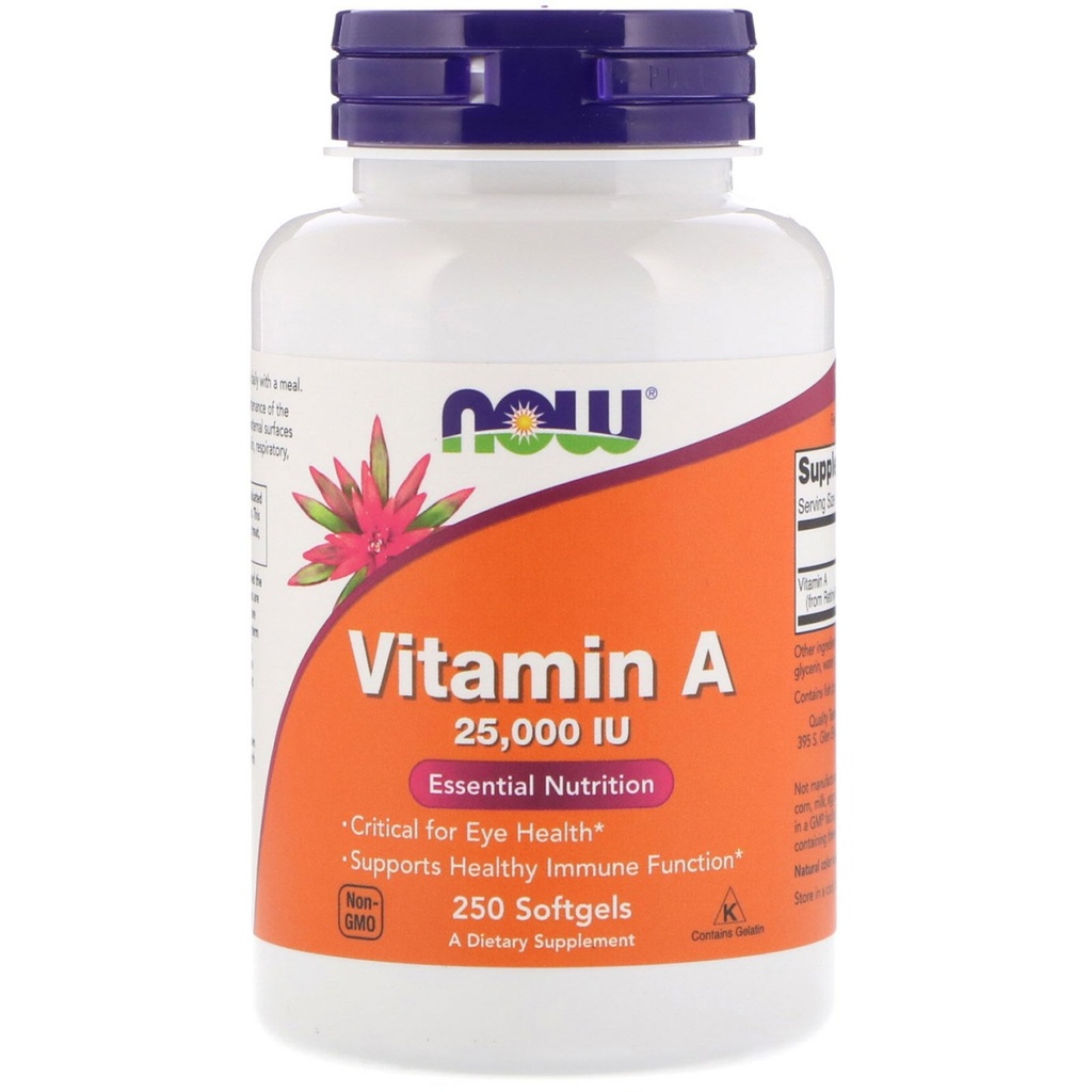 Nå Foods vitamin A, 25000 IE fra fiskeleverolje, 250 Softgels (Pack of 2)