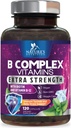 B-kompleks vitaminer Kapsler - med vitamin B12 B6 B100 C Biotin Folat & folsyre - Supplement for hjerte, hjerne, og nerve støtte - Super komplette B-kompleks for immun & energi støtte - 120 Kapsler